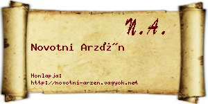 Novotni Arzén névjegykártya